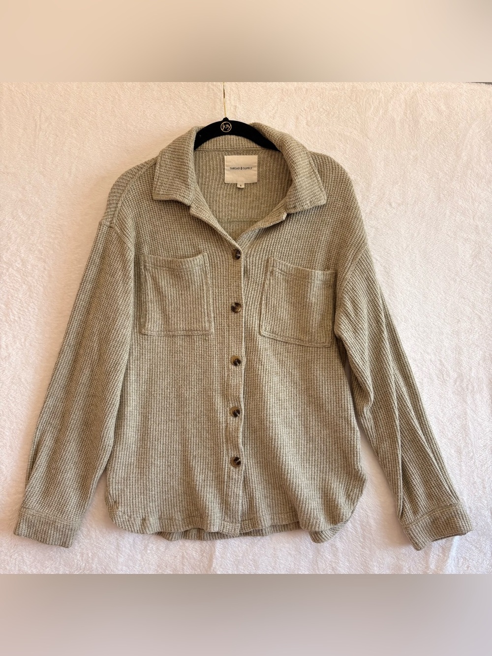 💚 Thread & Supply Sincere Heart Jacket – Women's Small – Sage Rib Knit Buttons